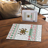Mexico Christmas Puzzle with Piñata Star Design and Red Green Snowflake Pattern - Wonder Print Shop