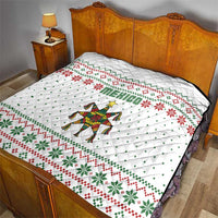 Mexico Christmas Quilt with Piñata Star Design and Red Green Snowflake Pattern - Wonder Print Shop