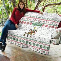 Mexico Christmas Quilt with Piñata Star Design and Red Green Snowflake Pattern - Wonder Print Shop