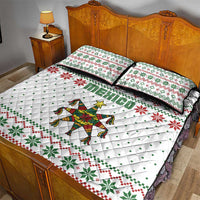 Mexico Christmas Quilt Bed Set with Piñata Star Design and Red Green Snowflake Pattern - Wonder Print Shop