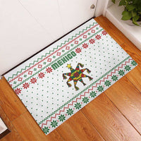 Mexico Christmas Rubber Doormat with Piñata Star Design and Red Green Snowflake Pattern - Wonder Print Shop