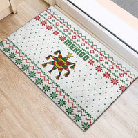 Mexico Christmas Rubber Doormat with Piñata Star Design and Red Green Snowflake Pattern - Wonder Print Shop