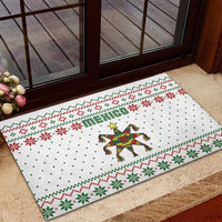 Mexico Christmas Rubber Doormat with Piñata Star Design and Red Green Snowflake Pattern - Wonder Print Shop