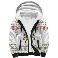 Mexico Christmas Sherpa Hoodie with Piñata Star Design and Red Green Snowflake Pattern - Wonder Print Shop