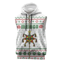 Mexico Christmas Sleeveless Zip Hoodie with Piñata Star Design and Red Green Snowflake Pattern - Wonder Print Shop