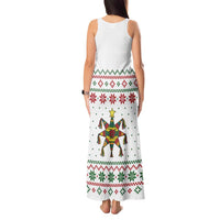 Mexico Christmas Tank Maxi Dress with Piñata Star Design and Red Green Snowflake Pattern - Wonder Print Shop