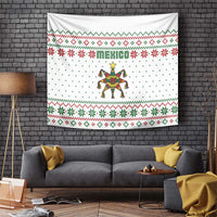 Mexico Christmas Tapestry with Piñata Star Design and Red Green Snowflake Pattern - Wonder Print Shop
