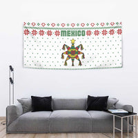 Mexico Christmas Tapestry with Piñata Star Design and Red Green Snowflake Pattern - Wonder Print Shop