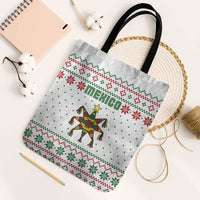Mexico Christmas Tote Bag with Piñata Star Design and Red Green Snowflake Pattern - Wonder Print Shop