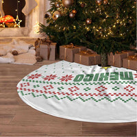 Mexico Christmas Tree Skirt with Piñata Star Design and Red Green Snowflake Pattern - Wonder Print Shop