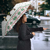 Mexico Christmas Umbrella with Piñata Star Design and Red Green Snowflake Pattern - Wonder Print Shop
