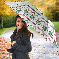 Mexico Christmas Umbrella with Piñata Star Design and Red Green Snowflake Pattern - Wonder Print Shop