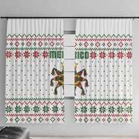 Mexico Christmas Window Curtain with Piñata Star Design and Red Green Snowflake Pattern - Wonder Print Shop