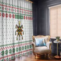 Mexico Christmas Window Curtain with Piñata Star Design and Red Green Snowflake Pattern - Wonder Print Shop