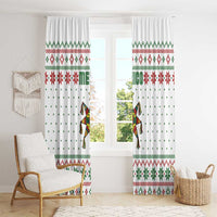 Mexico Christmas Window Curtain with Piñata Star Design and Red Green Snowflake Pattern - Wonder Print Shop