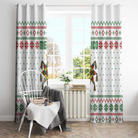 Mexico Christmas Window Curtain with Piñata Star Design and Red Green Snowflake Pattern - Wonder Print Shop