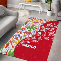 Mexico Christmas Area Rug with Butterfly Cactus and Colorful Floral Folk Art - Wonder Print Shop