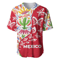 Mexico Christmas Baseball Jersey with Butterfly Cactus and Colorful Floral Folk Art - Wonder Print Shop