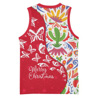 Mexico Christmas Basketball Jersey with Butterfly Cactus and Colorful Floral Folk Art - Wonder Print Shop