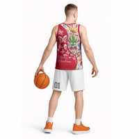 Mexico Christmas Basketball Jersey with Butterfly Cactus and Colorful Floral Folk Art - Wonder Print Shop