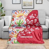 Mexico Christmas Blanket with Butterfly Cactus and Colorful Floral Folk Art - Wonder Print Shop