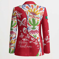 Mexico Christmas Blazer with Butterfly Cactus and Colorful Floral Folk Art - Wonder Print Shop