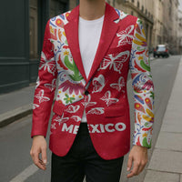 Mexico Christmas Blazer with Butterfly Cactus and Colorful Floral Folk Art - Wonder Print Shop