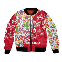 Mexico Christmas Bomber Jacket with Butterfly Cactus and Colorful Floral Folk Art - Wonder Print Shop
