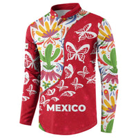Mexico Christmas Button Sweatshirt with Butterfly Cactus and Colorful Floral Folk Art - Wonder Print Shop