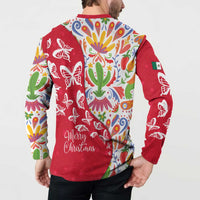 Mexico Christmas Button Sweatshirt with Butterfly Cactus and Colorful Floral Folk Art - Wonder Print Shop