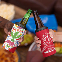 Mexico Christmas 4 in 1 Can Cooler Tumbler with Butterfly Cactus and Colorful Floral Folk Art - Wonder Print Shop