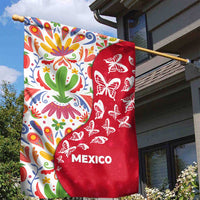 Mexico Christmas Garden Flag with Butterfly Cactus and Colorful Floral Folk Art - Wonder Print Shop