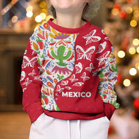 Mexico Christmas Kid Ugly Christmas Sweater with Butterfly Cactus and Colorful Floral Folk Art - Wonder Print Shop