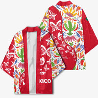 Mexico Christmas Kimono with Butterfly Cactus and Colorful Floral Folk Art - Wonder Print Shop