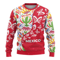 Mexico Christmas Ugly Christmas Sweater with Butterfly Cactus and Colorful Floral Folk Art - Wonder Print Shop