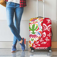 Mexico Christmas Luggage Cover with Butterfly Cactus and Colorful Floral Folk Art - Wonder Print Shop
