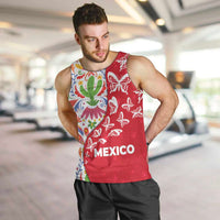 Mexico Christmas Men Tank Top with Butterfly Cactus and Colorful Floral Folk Art - Wonder Print Shop