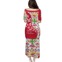 Mexico Christmas Puletasi with Butterfly Cactus and Colorful Floral Folk Art - Wonder Print Shop