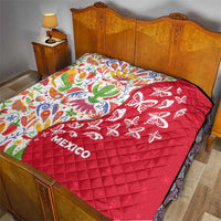 Mexico Christmas Quilt with Butterfly Cactus and Colorful Floral Folk Art - Wonder Print Shop