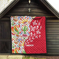 Mexico Christmas Quilt with Butterfly Cactus and Colorful Floral Folk Art - Wonder Print Shop