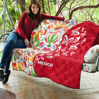Mexico Christmas Quilt with Butterfly Cactus and Colorful Floral Folk Art - Wonder Print Shop