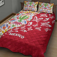 Mexico Christmas Quilt Bed Set with Butterfly Cactus and Colorful Floral Folk Art - Wonder Print Shop