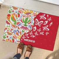 Mexico Christmas Rubber Doormat with Butterfly Cactus and Colorful Floral Folk Art - Wonder Print Shop