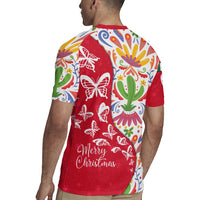 Mexico Christmas Rugby Jersey with Butterfly Cactus and Colorful Floral Folk Art - Wonder Print Shop