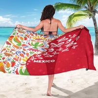 Mexico Christmas Sarong with Butterfly Cactus and Colorful Floral Folk Art - Wonder Print Shop