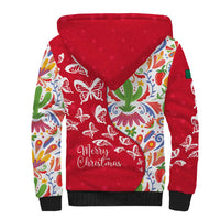 Mexico Christmas Sherpa Hoodie with Butterfly Cactus and Colorful Floral Folk Art - Wonder Print Shop