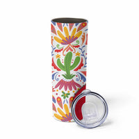 Mexico Christmas Skinny Tumbler with Butterfly Cactus and Colorful Floral Folk Art - Wonder Print Shop