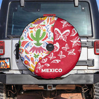 Mexico Christmas Spare Tire Cover with Butterfly Cactus and Colorful Floral Folk Art - Wonder Print Shop