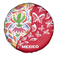 Mexico Christmas Spare Tire Cover with Butterfly Cactus and Colorful Floral Folk Art - Wonder Print Shop