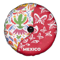Mexico Christmas Spare Tire Cover with Butterfly Cactus and Colorful Floral Folk Art - Wonder Print Shop